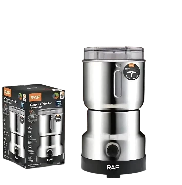 RAF Multifunctional Mini Coffee Maker & Grinder – 300 W, Push‑Button Operation,