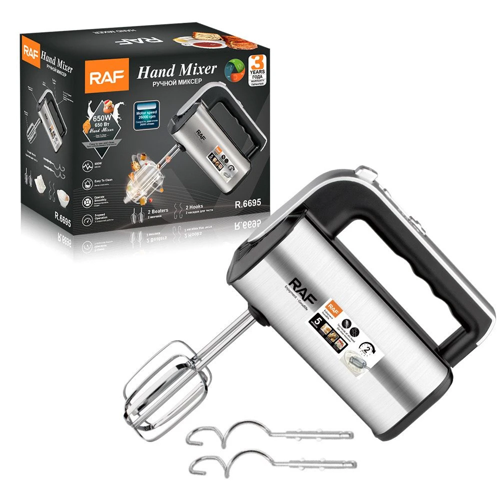 RAF R-6695 Hand Mixer – 650W Powerful Electric Egg Beater with Turbo Boost