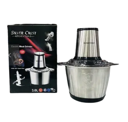 Silver Crest 3 L Electric Meat Chopper – 1000 W Copper Motor, 4 Stainless Steel