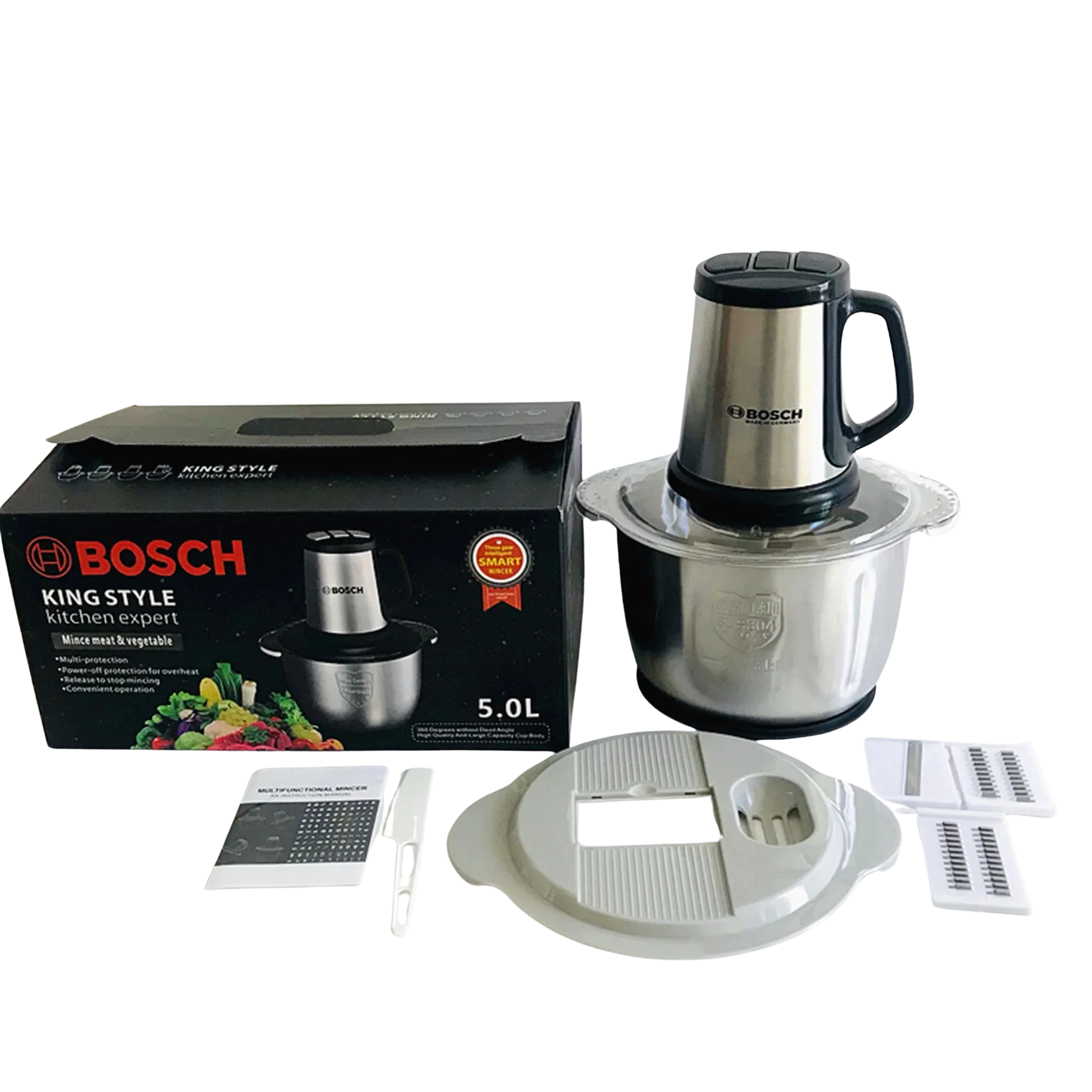 Bosch 6 L Stainless Steel Electric Meat Chopper – Heavy‑Duty 6 L Bowl, Copper Mo